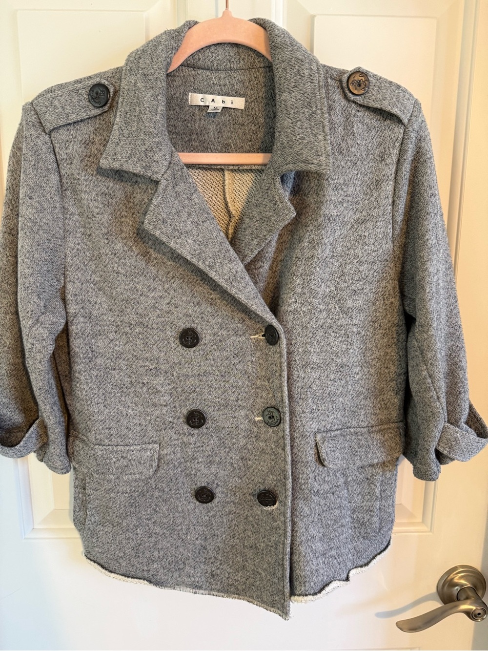 CAbi Gray Double-Breasted Cardigan Coat